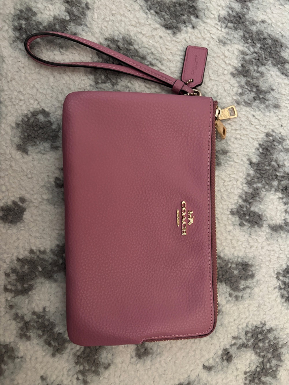 Coach Pebbled Leather Wristlet in Dusty Plum
